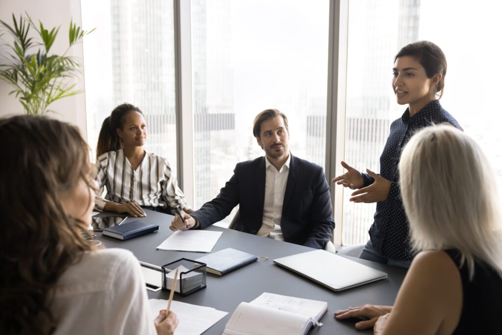 Lawyers in meeting at Cooper Grace Ward's Brisbane law firm office