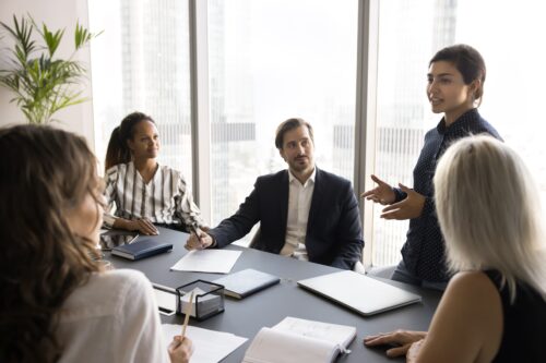 Lawyers in meeting at Cooper Grace Ward's Brisbane law firm office